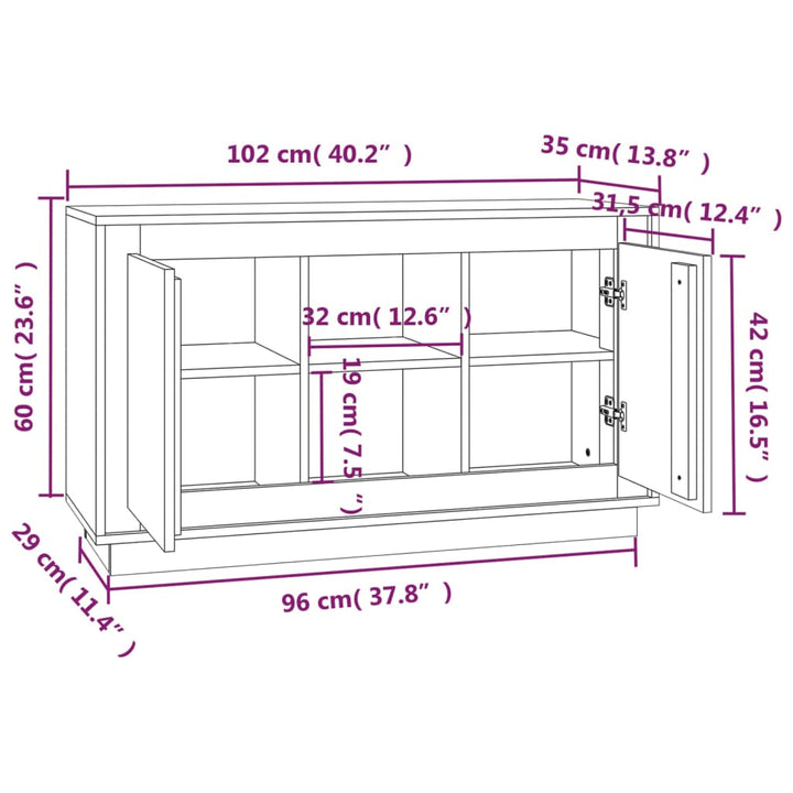 skænk 102x35x60 cm konstrueret træ sonoma-eg