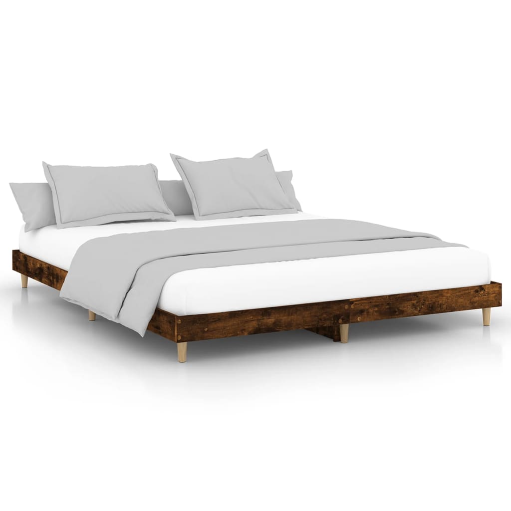 sengeramme uden madras 200x200 cm konstrueret træ røget eg