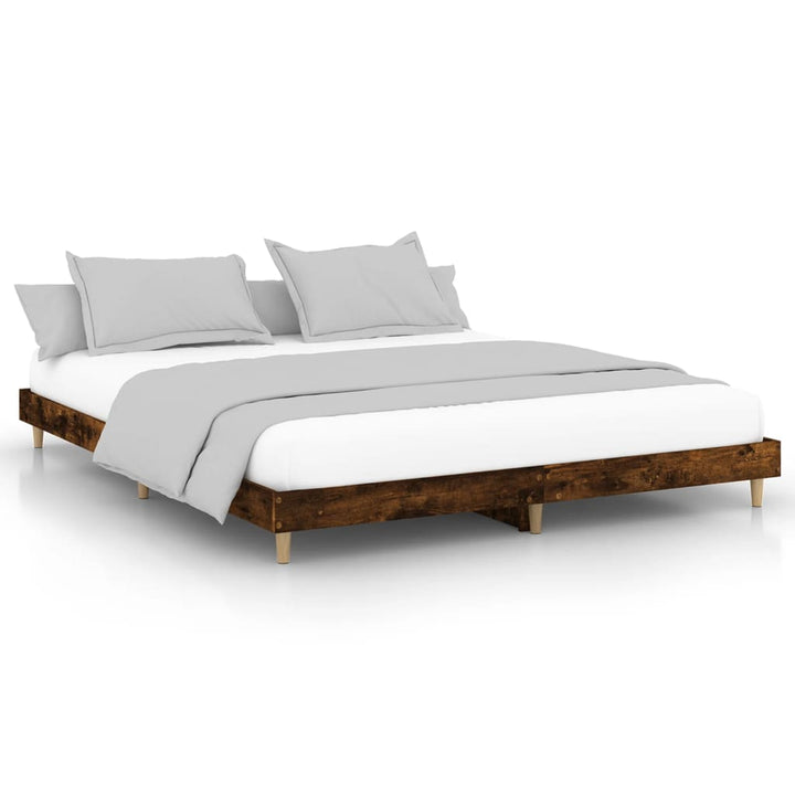 sengeramme uden madras 200x200 cm konstrueret træ røget eg