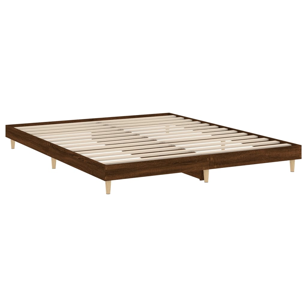 sengeramme uden madras 200x200 cm konstrueret træ brun eg