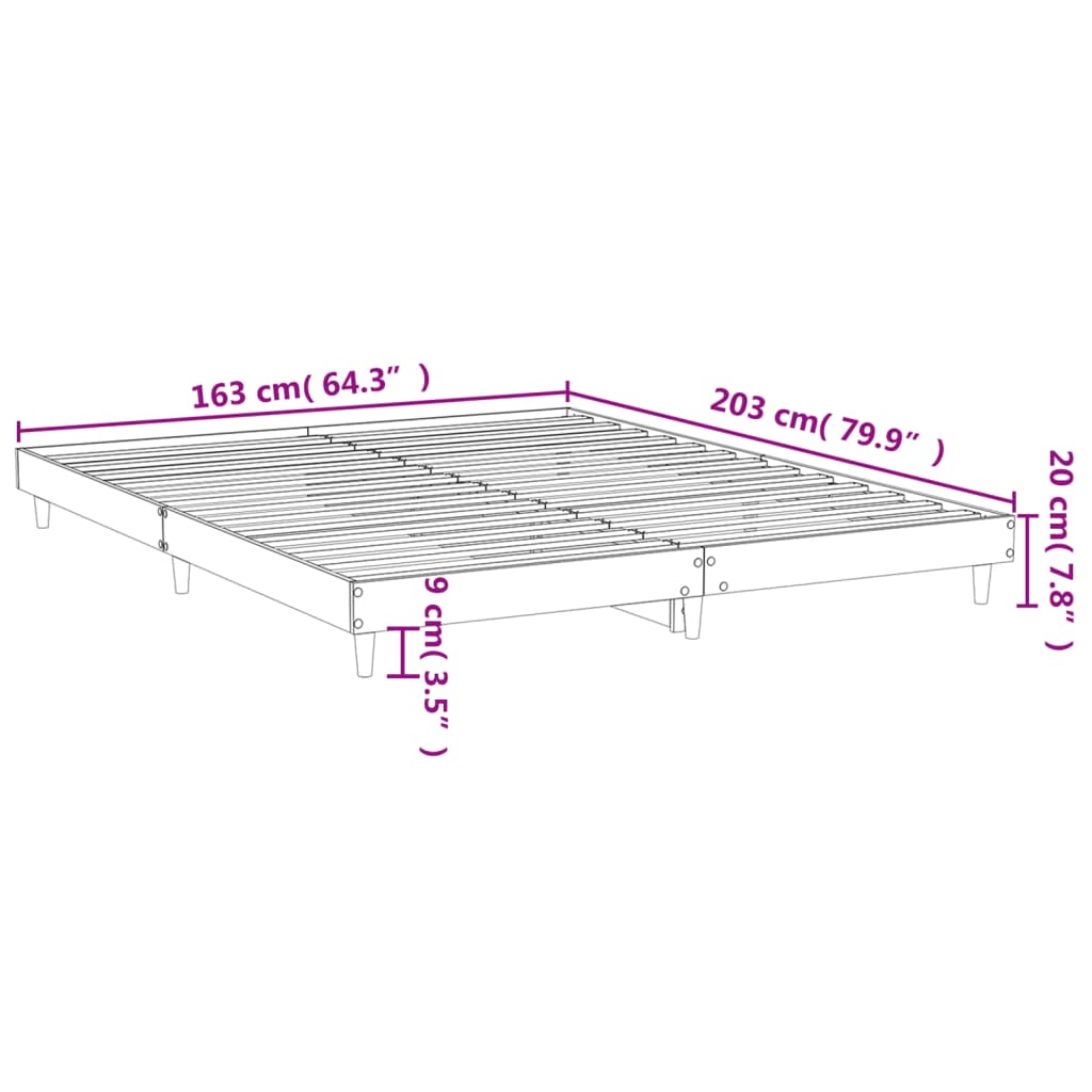 sengeramme uden madras 160x200 cm konstrueret træ røget eg