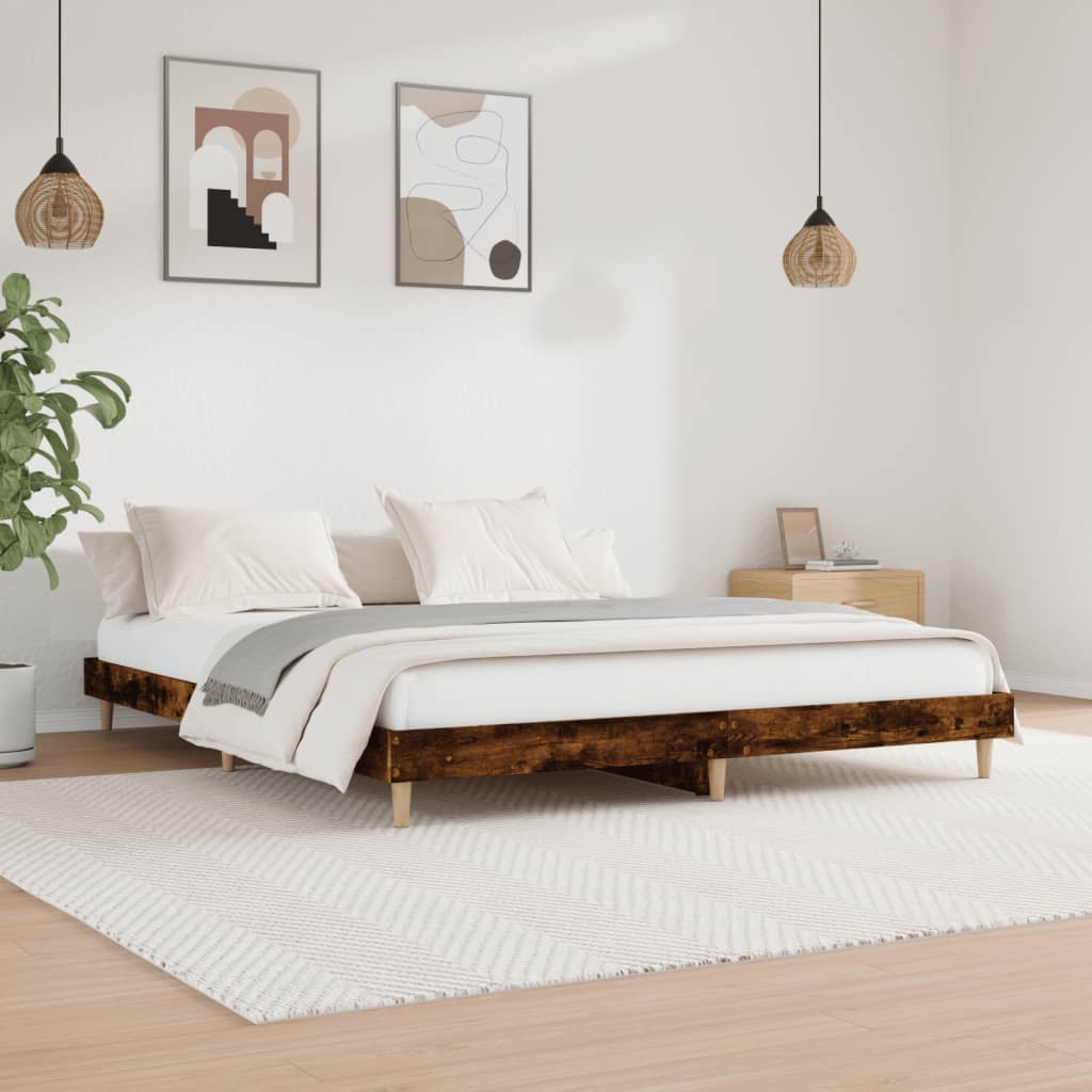 sengeramme uden madras 160x200 cm konstrueret træ røget eg