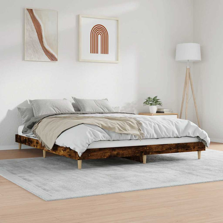 sengeramme 120x200 cm uden madras konstrueret træ røget eg
