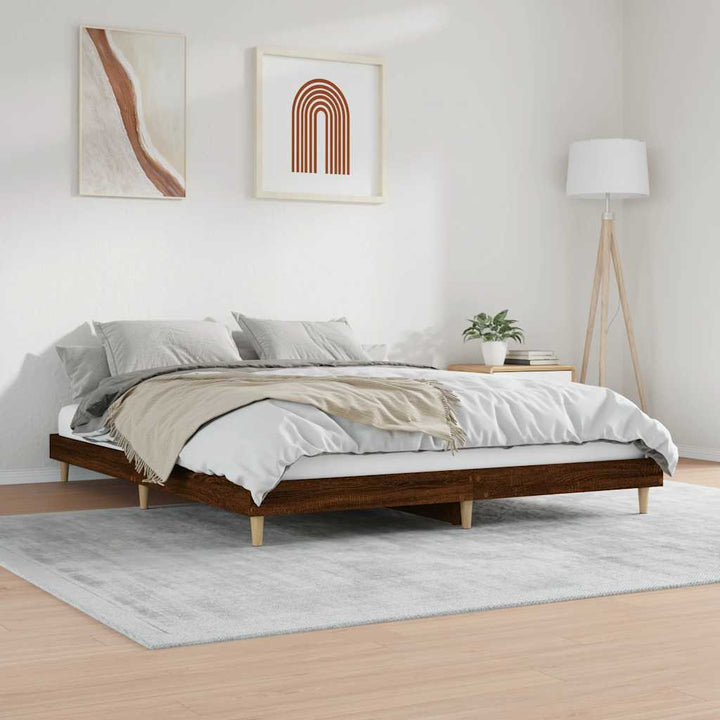 sengeramme 120x200 cm uden madras konstrueret træ brunt eg