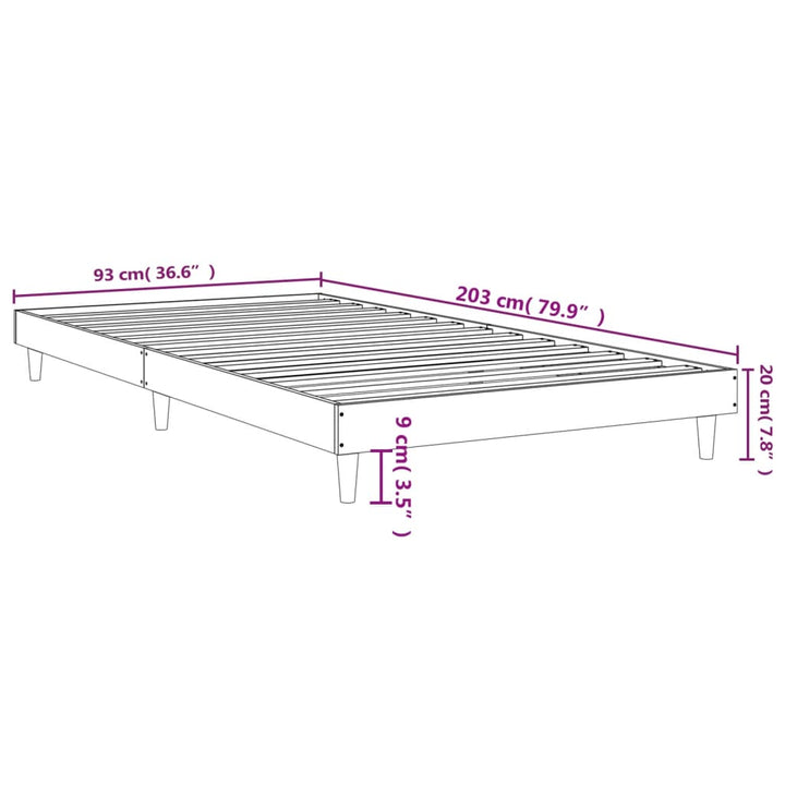 sengeramme 90x200 cm uden madras konstrueret træ røget eg