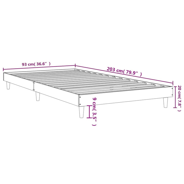 sengeramme 90x200 cm uden madras konstrueret træ brunt eg