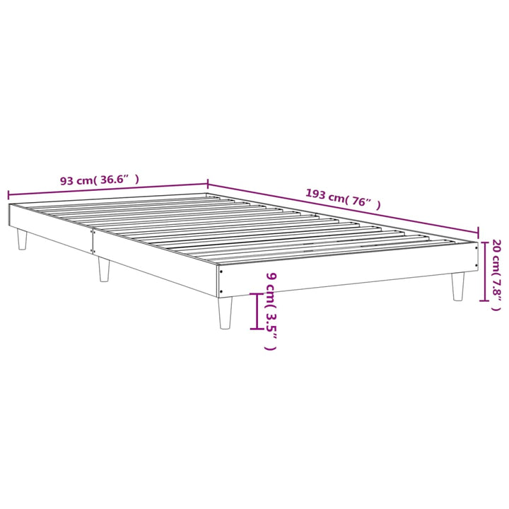 sengeramme 90x190 cm uden madras konstrueret træ røget eg