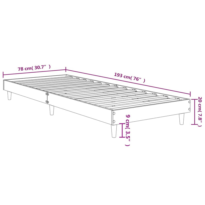 sengeramme 75x190 cm uden madras konstrueret træ røget eg