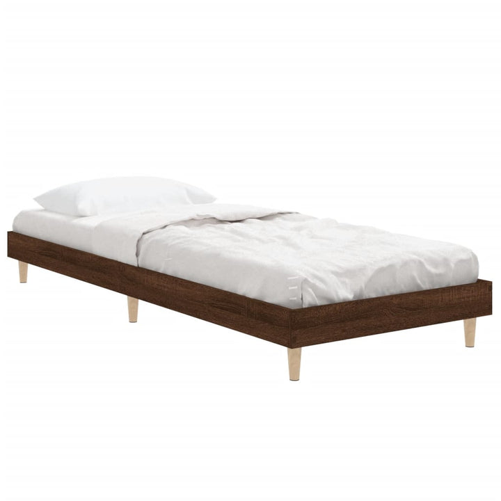 sengeramme 75x190 cm uden madras konstrueret træ brunt eg