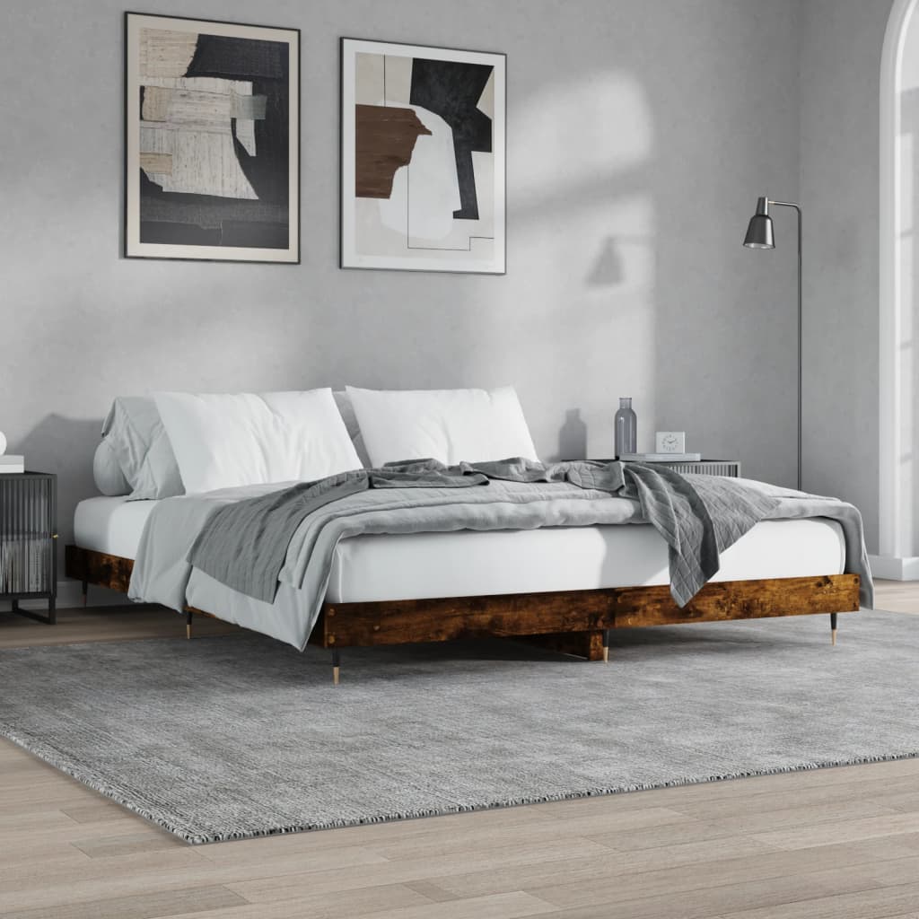 sengeramme uden madras 200x200 cm konstrueret træ røget eg