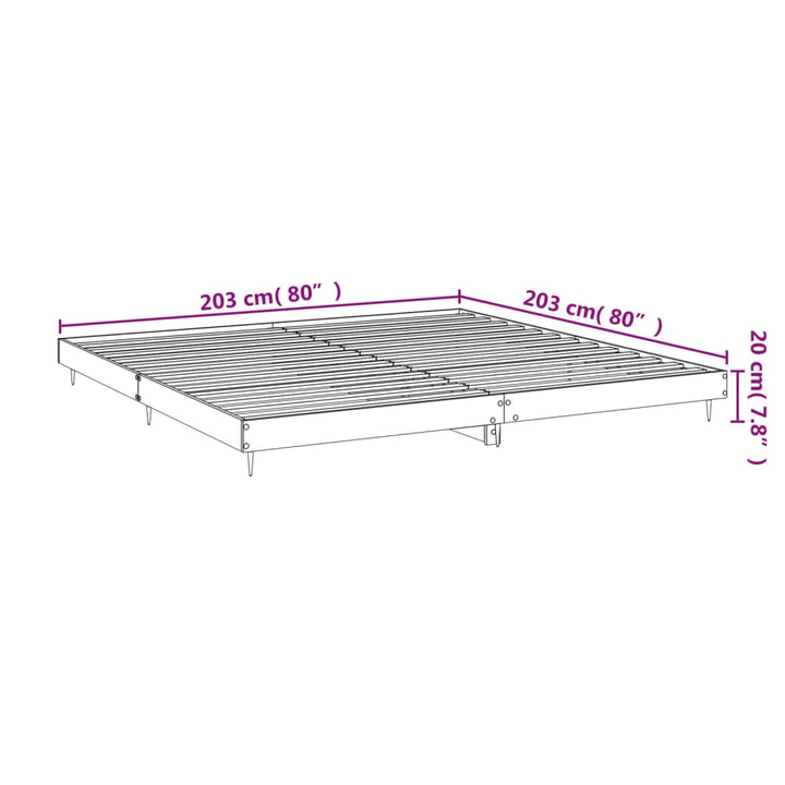 sengeramme uden madras 200x200 cm konstrueret træ brun eg