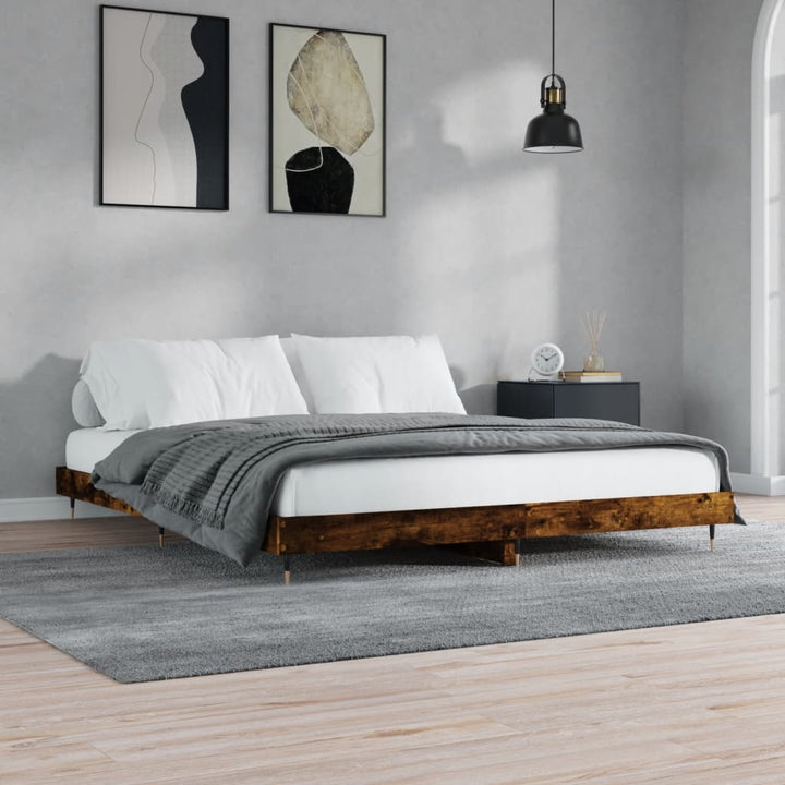 sengeramme 120x200 cm uden madras konstrueret træ røget eg
