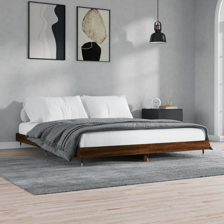sengeramme 120x200 cm uden madras konstrueret træ brunt eg