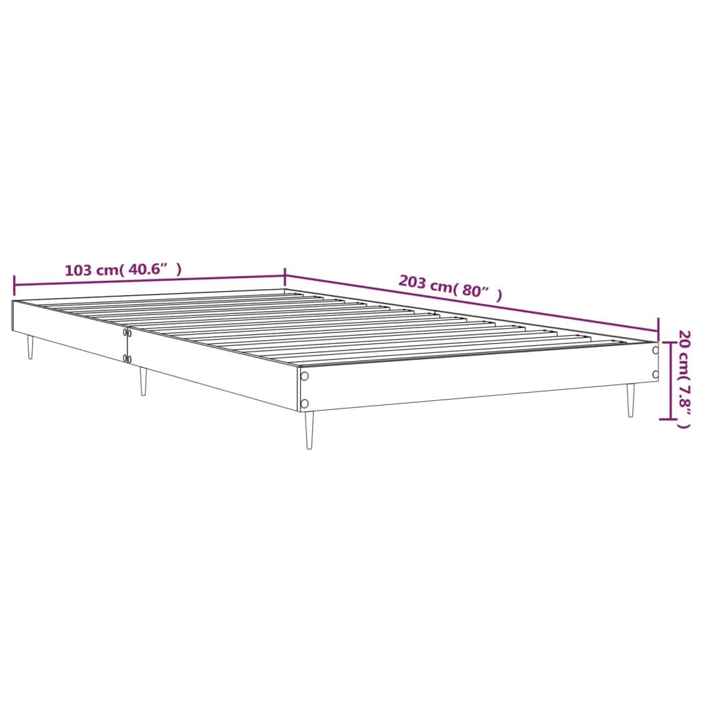 sengeramme 100x200 cm konstrueret træ grå sonoma-eg