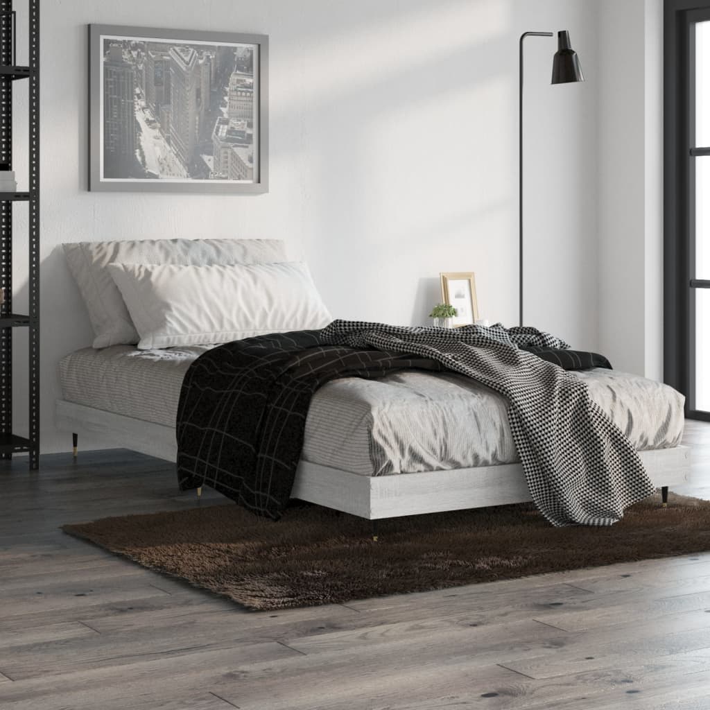 sengeramme 90x200 cm konstrueret træ grå sonoma-eg