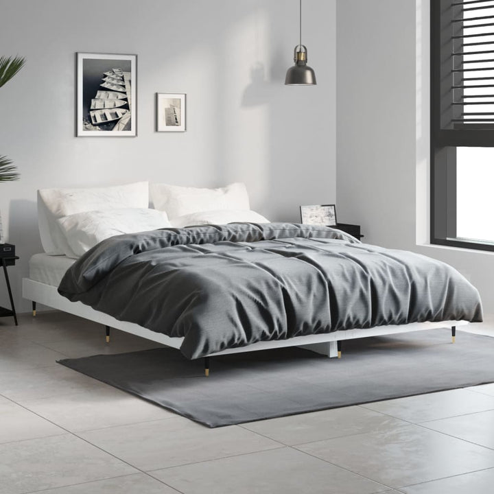 sengestel 140x190 cm konstrueret træ hvid højglans