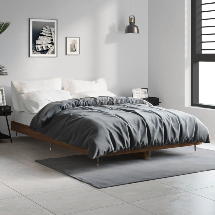 sengeramme 120x190 cm uden madras konstrueret træ brunt eg