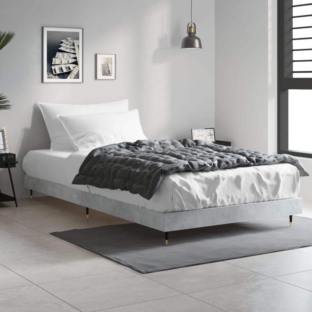 sengeramme 90x190 cm konstrueret træ betongrå