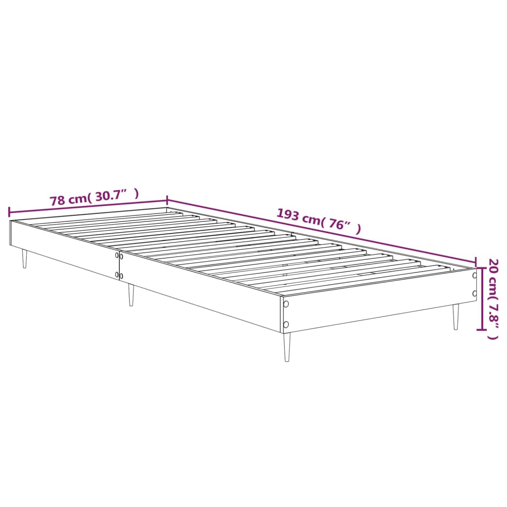 sengeramme 75x190 cm uden madras konstrueret træ brunt eg