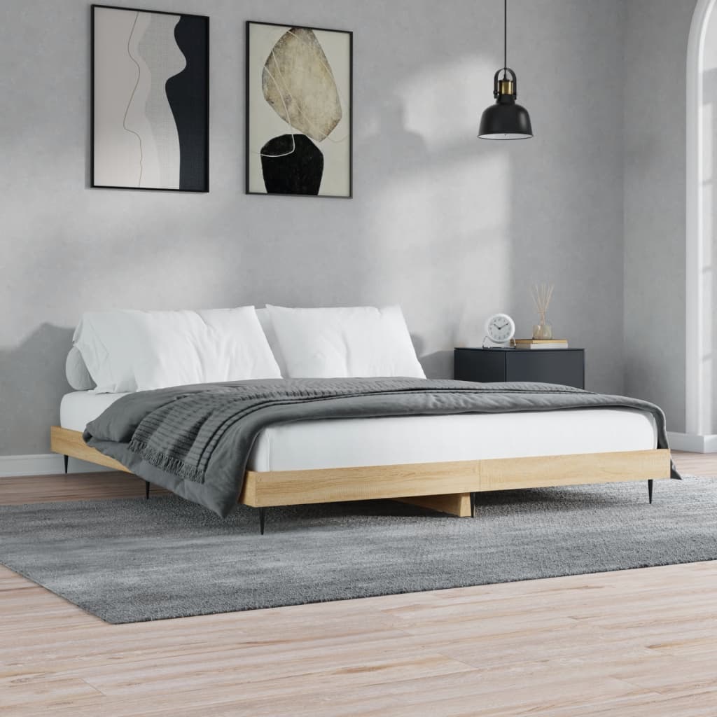 sengeramme uden madras 200x200 cm konstrueret træ sonoma-eg