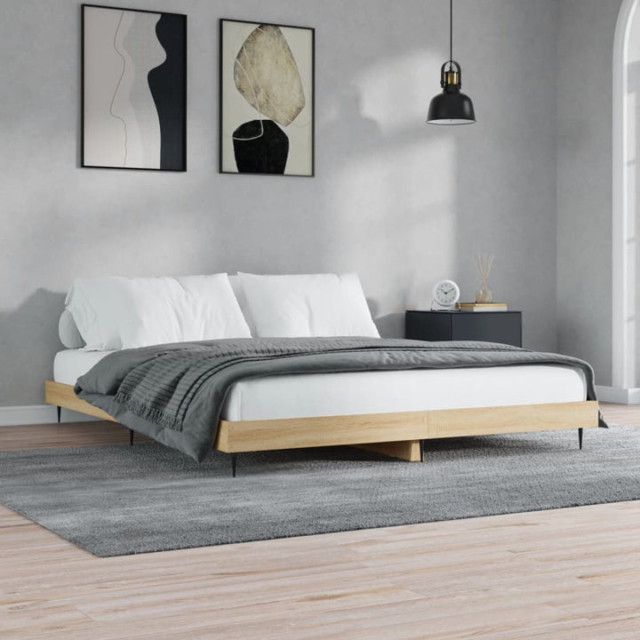 sengeramme uden madras 200x200 cm konstrueret træ sonoma-eg