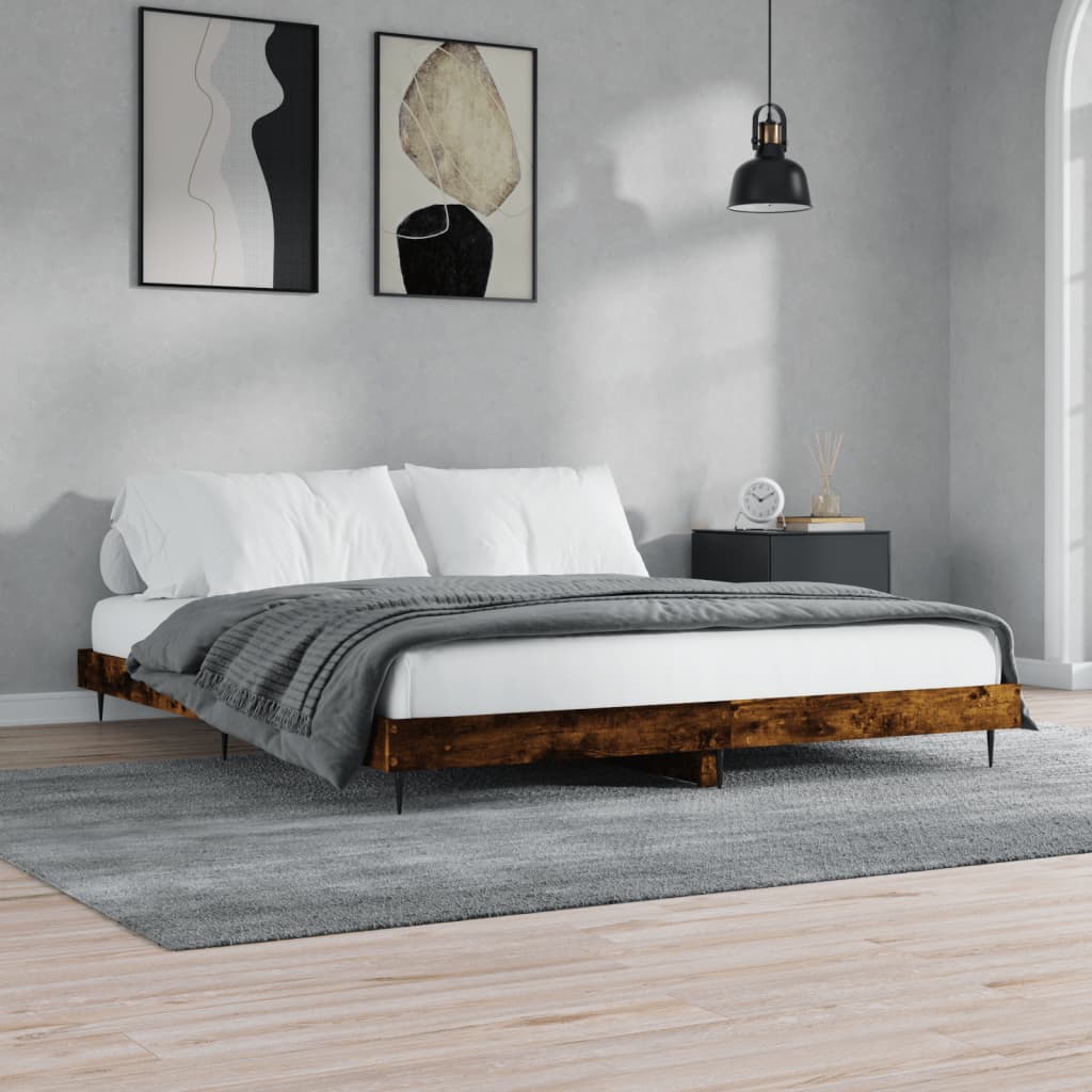 sengeramme uden madras 200x200 cm konstrueret træ røget eg