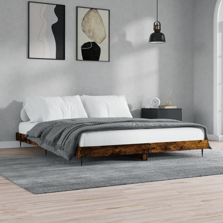 sengeramme uden madras 200x200 cm konstrueret træ røget eg