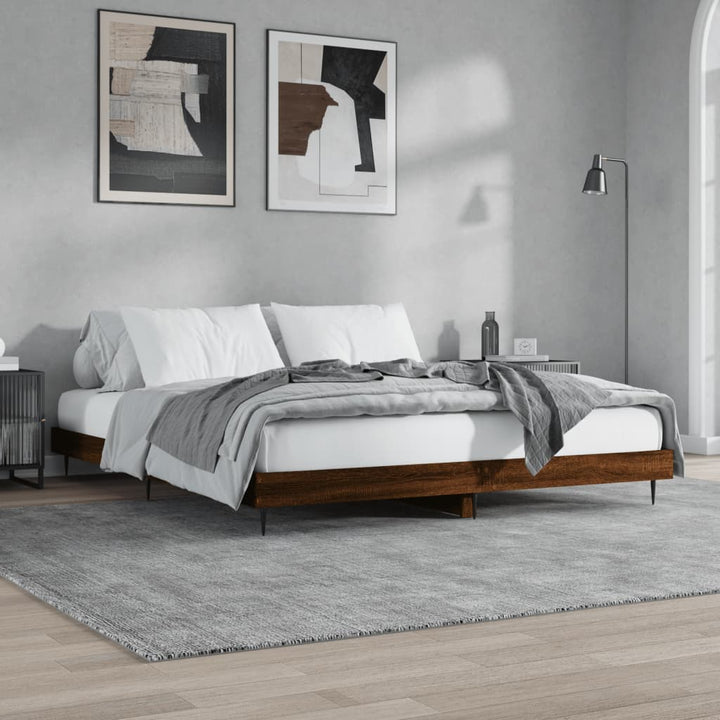 sengeramme uden madras 200x200 cm konstrueret træ brun eg