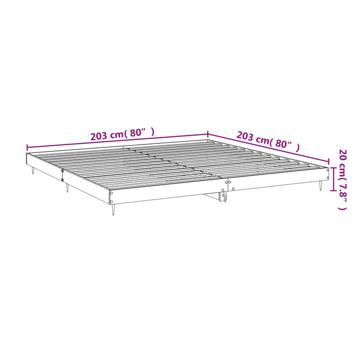 sengeramme uden madras 200x200 cm konstrueret træ brun eg