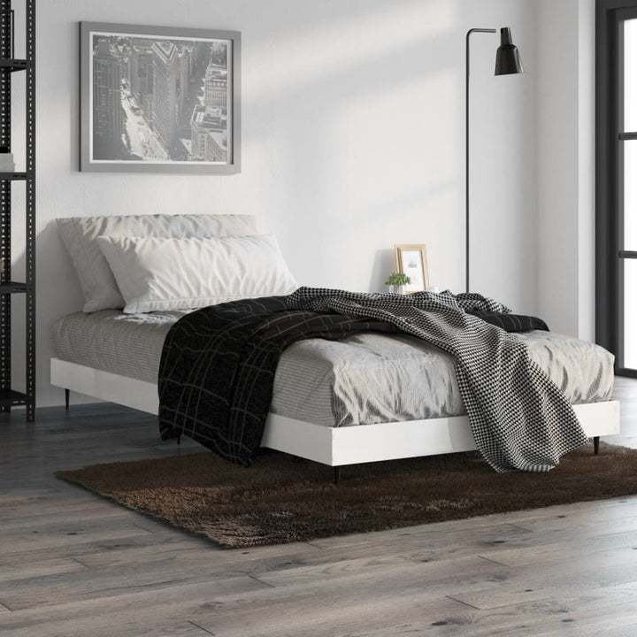 sengeramme 90x200 cm konstrueret træ hvid højglans