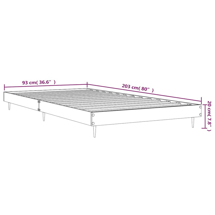 sengeramme 90x200 cm uden madras konstrueret træ røget eg
