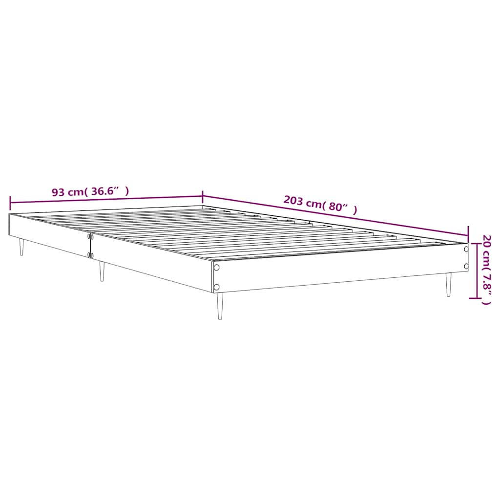 sengeramme 90x200 cm konstrueret træ grå sonoma-eg