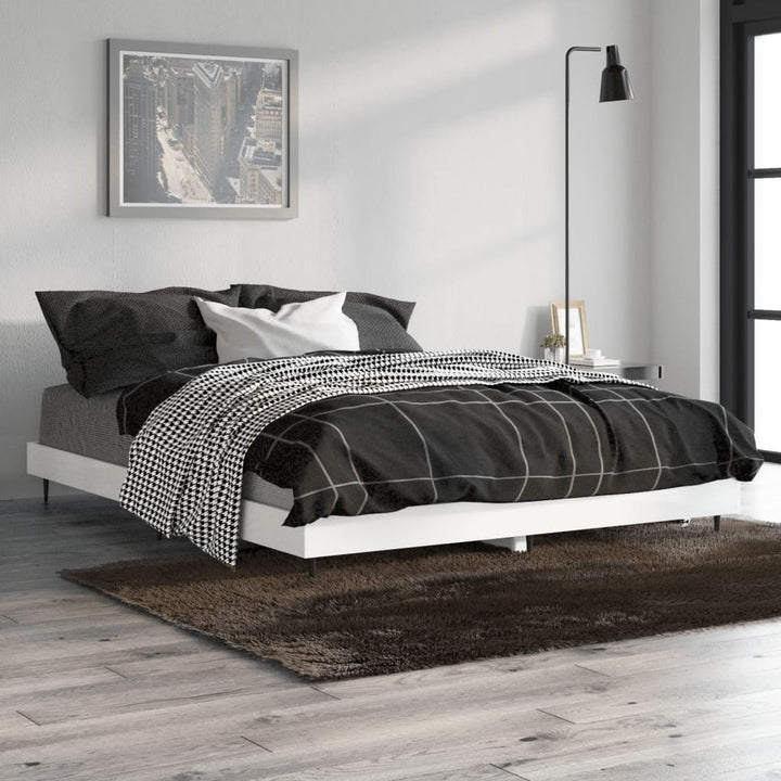 sengestel 140x190 cm konstrueret træ hvid højglans