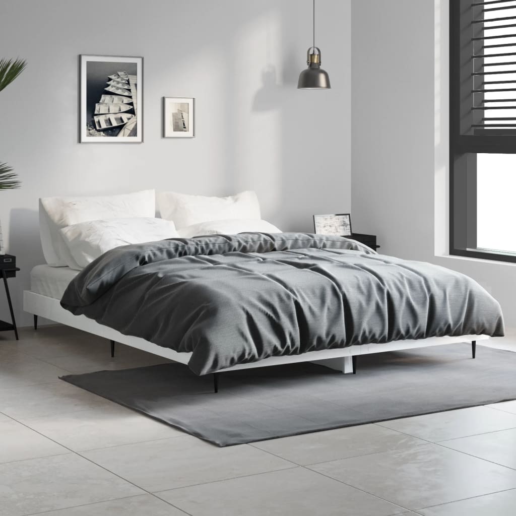 sengestel 140x190 cm konstrueret træ hvid højglans