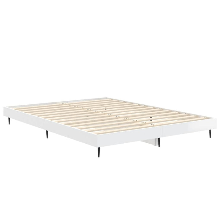 sengestel 135x190 cm konstrueret træ hvid højglans