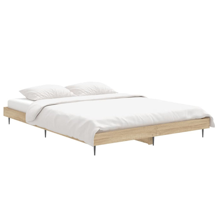 sengestel 135x190 cm konstrueret træ sonoma-eg