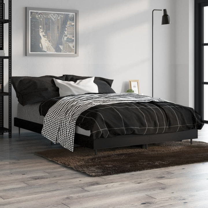 sengestel 120x190 cm konstrueret træ sort
