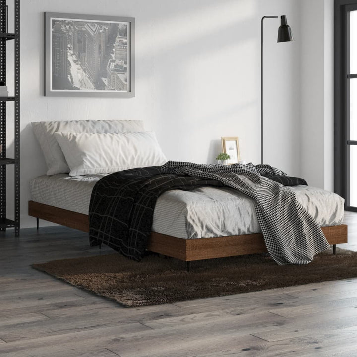 sengeramme 90x190 cm uden madras konstrueret træ brunt eg
