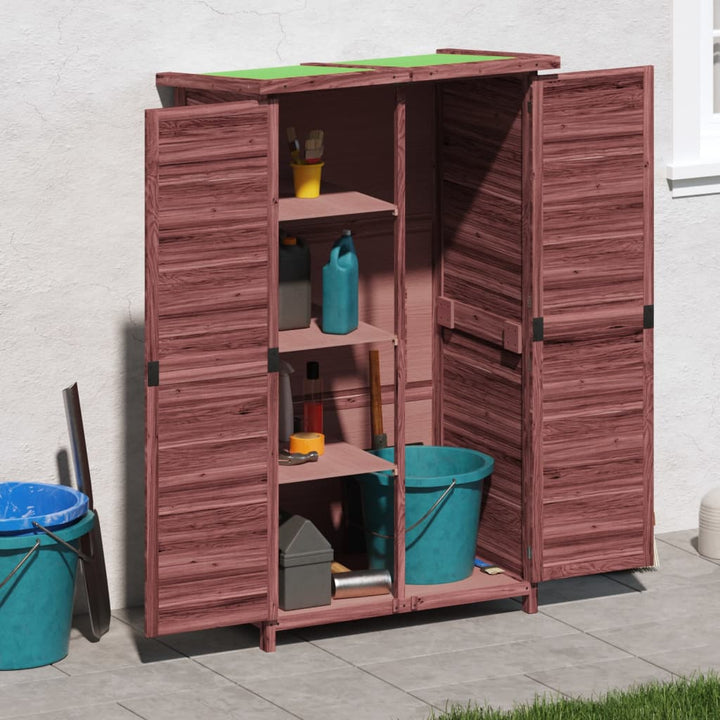 redskabsskur til haven 83x57x140 cm massivt fyrretræ mokkafarve