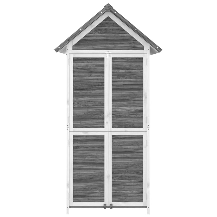 redskabsskur til haven 89x52,5x175 cm massivt fyrretræ grå