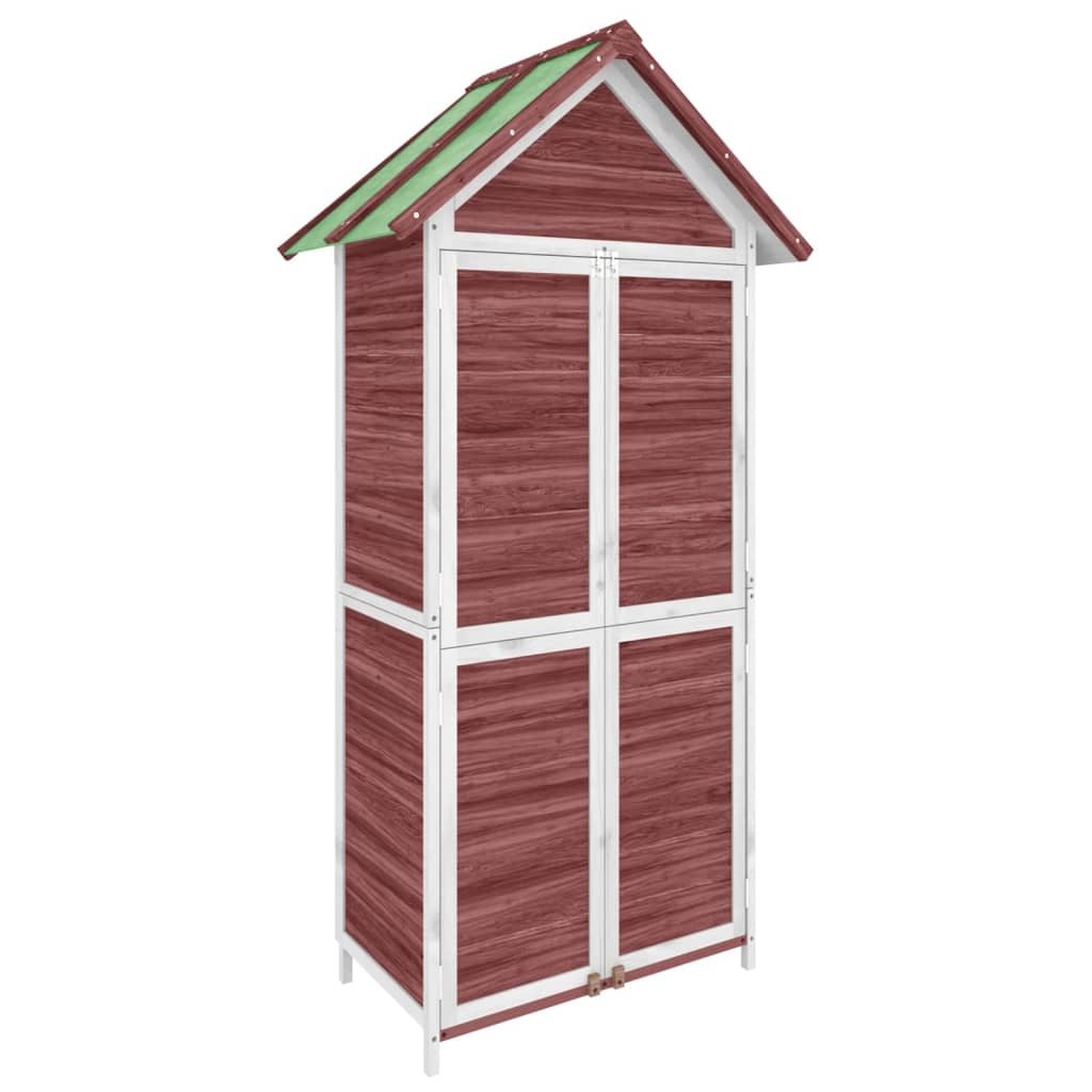 redskabsskur til haven 89x52,5x175 cm massivt fyrretræ mokka