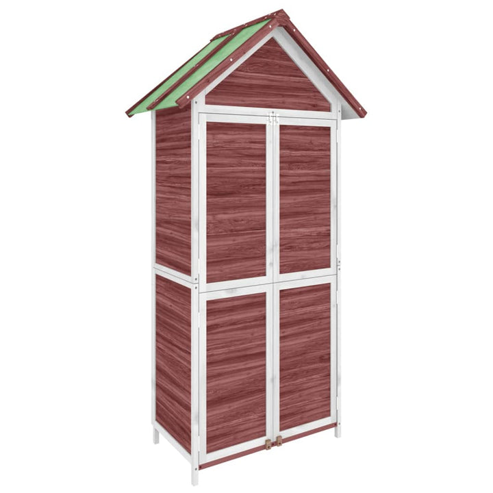 redskabsskur til haven 89x52,5x175 cm massivt fyrretræ mokka