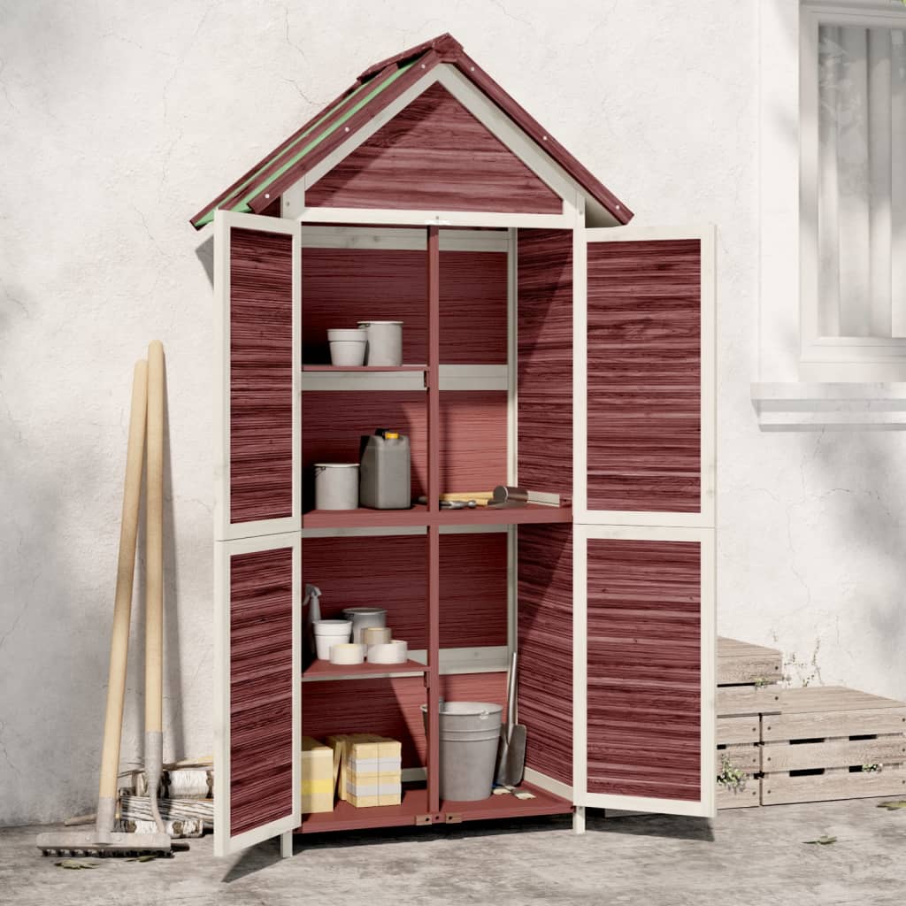 redskabsskur til haven 89x52,5x175 cm massivt fyrretræ mokka