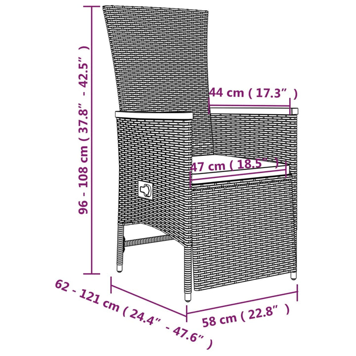 spisebordssæt til haven 9 dele med hynder polyrattan grå