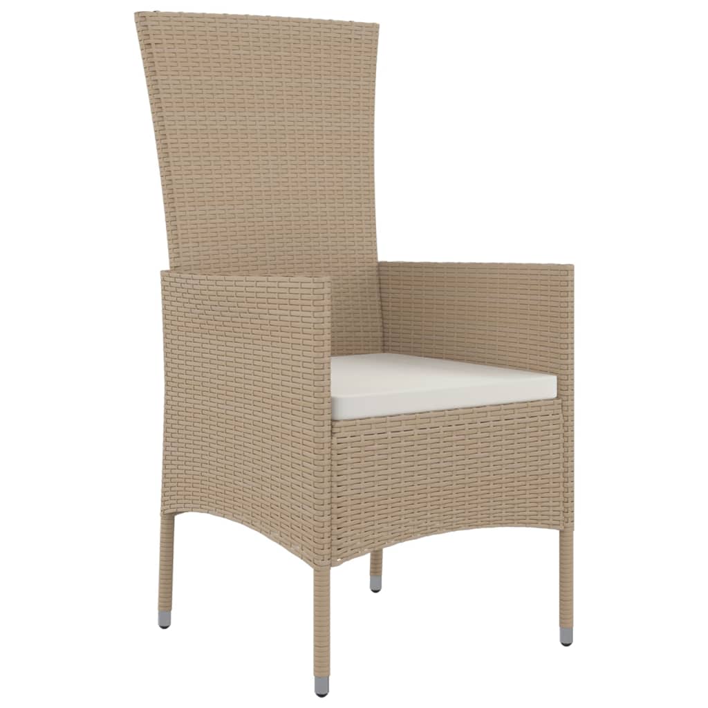 spisebordssæt til haven 7 dele med hynder polyrattan beige