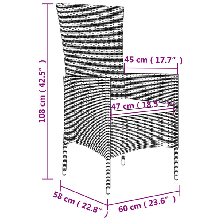 spisebordssæt til haven 7 dele med hynder polyrattan beige