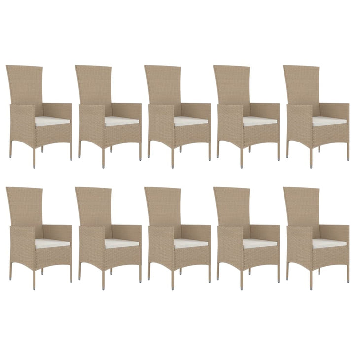 spisebordssæt til haven 11 dele med hynder polyrattan beige