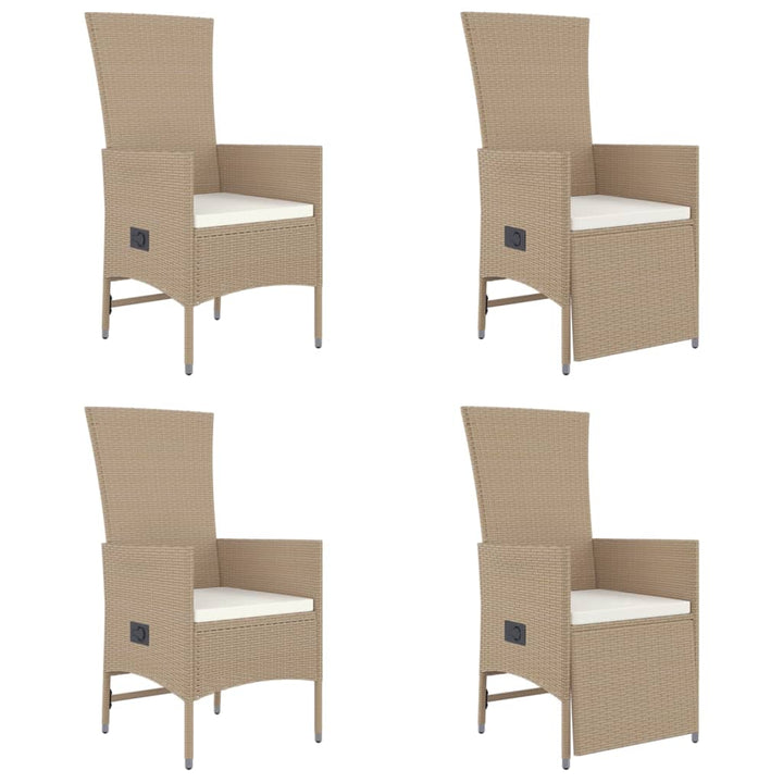 spisebordssæt til haven 5 dele med hynder polyrattan beige