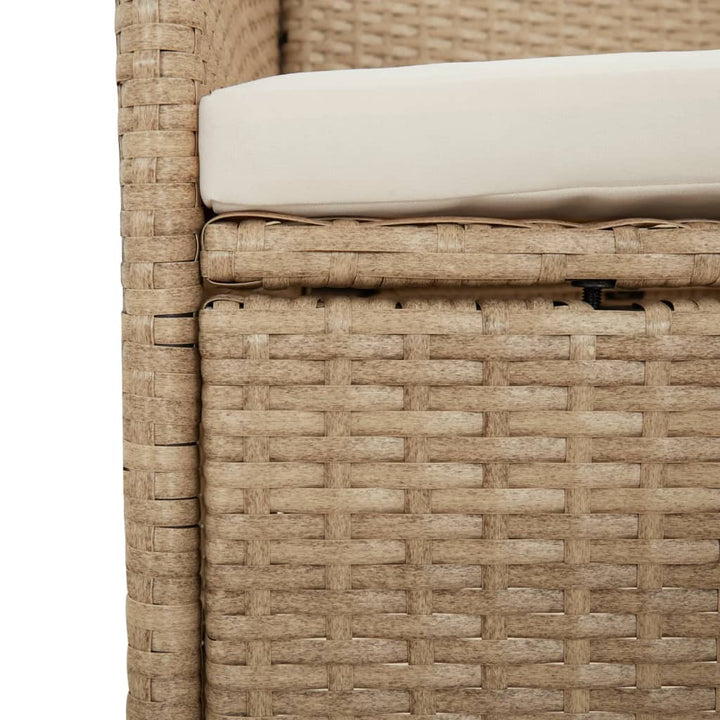 spisebordssæt til haven 7 dele med hynder polyrattan beige