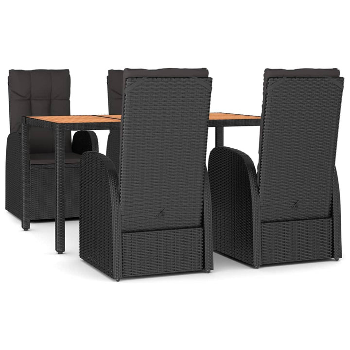 spisebordssæt til haven 5 dele med hynder polyrattan sort
